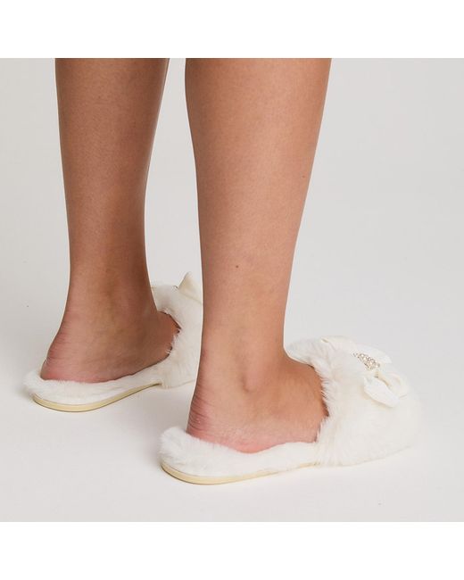 Pretty You London Gray Anya Slider Slipper With Diamante