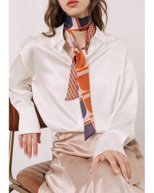 Lost Pattern Red Modular Silk Skinny Scarf