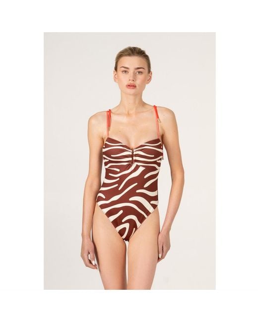 Jessie Zhao New York Red Sunset Safari Reversible One Piece Swimsuit