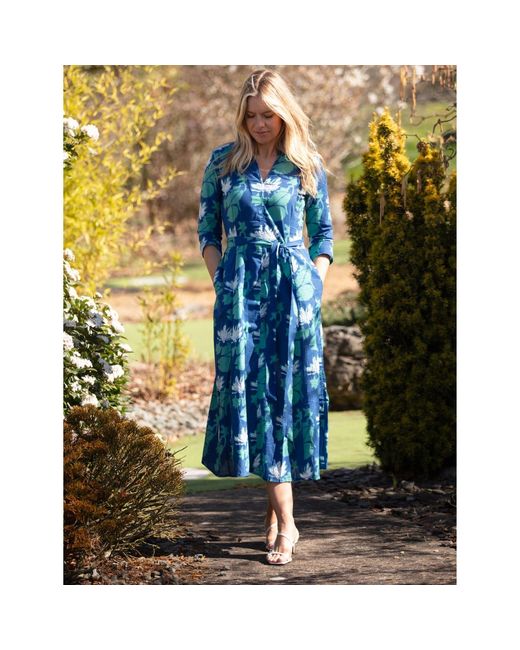At Last Blue Cotton Chelsea Midi Dress