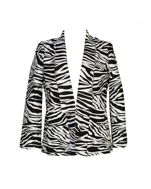 Jennafer Grace Black Zebra Shawl Collar Blazer