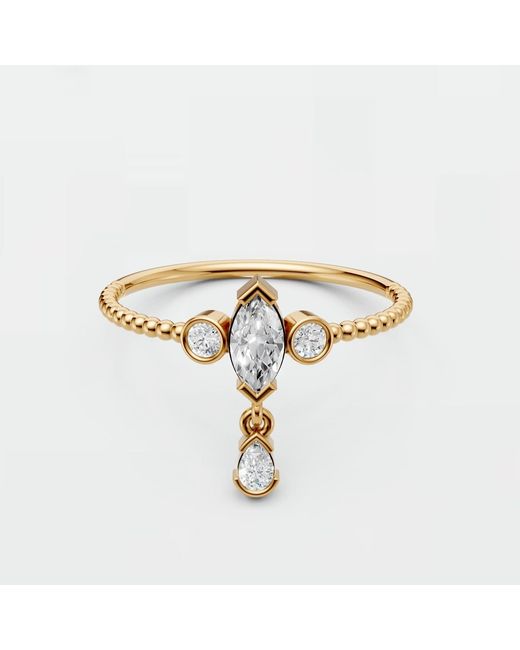 Aya Fine Jewelry Metallic Marquise & Pear Lab Diamond Dangle Ring
