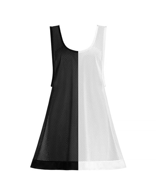 Kim Foley Black Half & Half Beach Cover-Up Athletic Mesh Dress