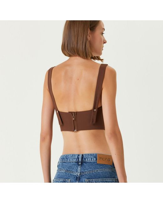 Pcfg Brown Woven Corset Top