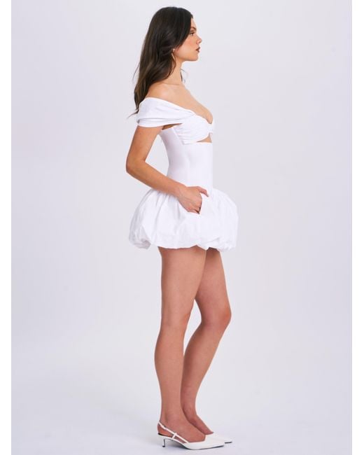 Miss Circle New York White Umika Bubble Hem Mini Dress