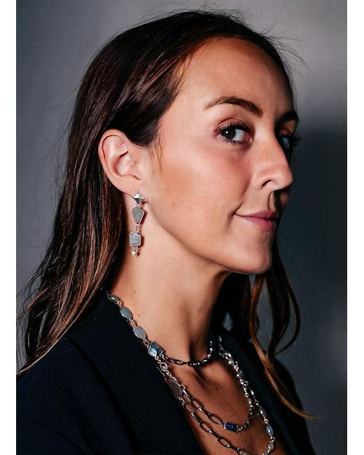 Loni Paul Jewelry Green Asymmetrical Aquamarine Earrings