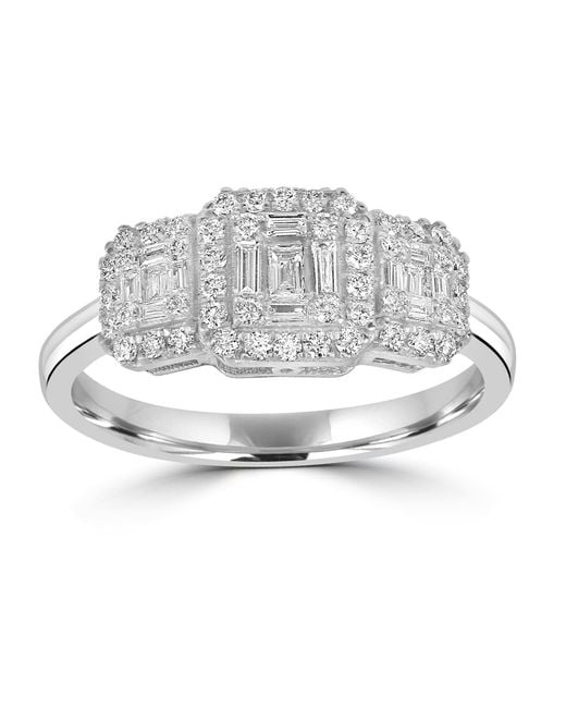 Artisan Metallic Diamond Three-Cluster Ring