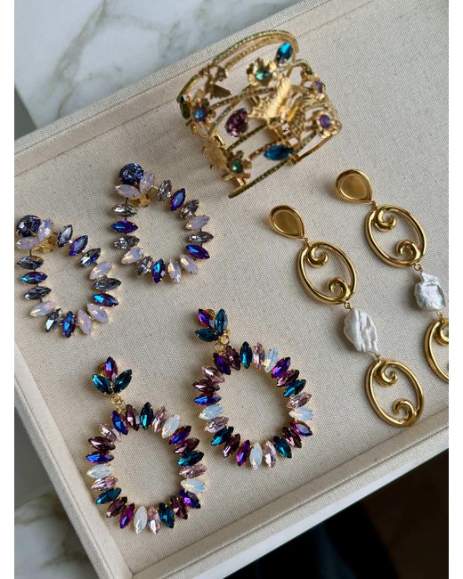 Laura Gray Blue Julie Ombre Crystal Hoops for men