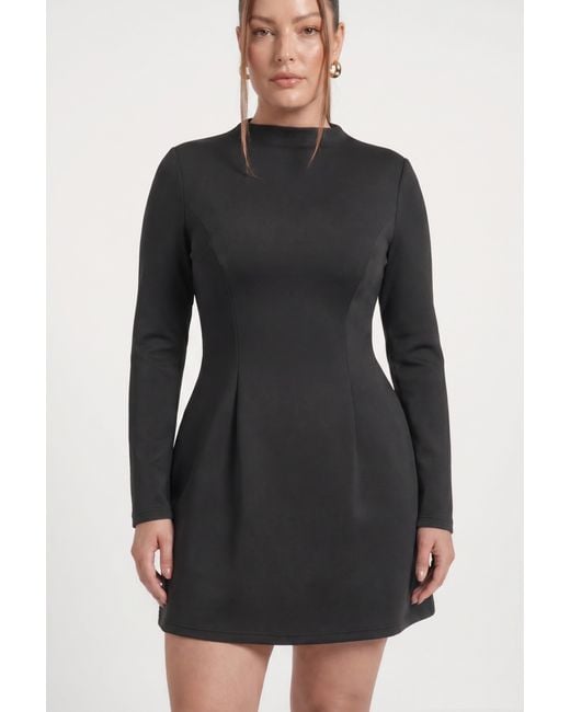 The Gt Atelier Black High Neck Long Sleeve Dress