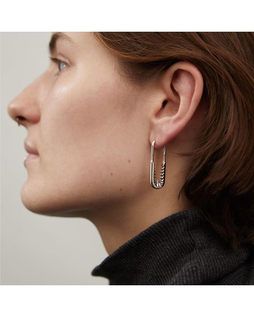 Kasun Metallic Safety Pin Hoop Earrings