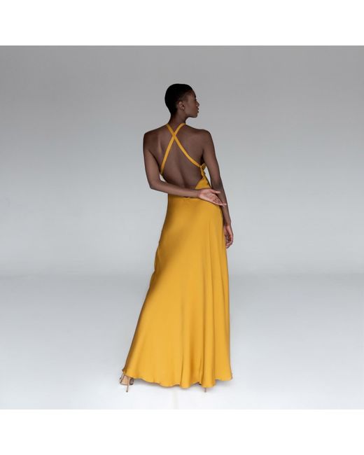 Lily Phellera Metallic Margot Silk Evening Gown