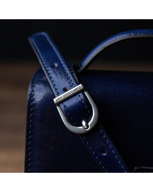 Time Resistance Blue Small Leather Briefcase for men
