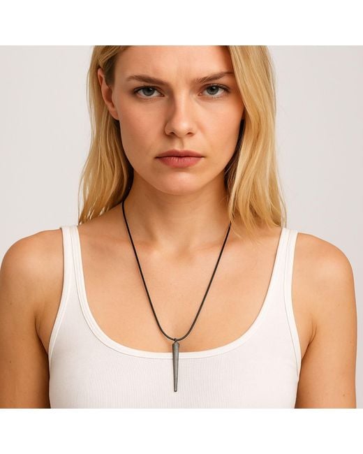 Jagged Halo Jewelry Metallic Benson Cord Spike Pendant Necklace Gunmetal