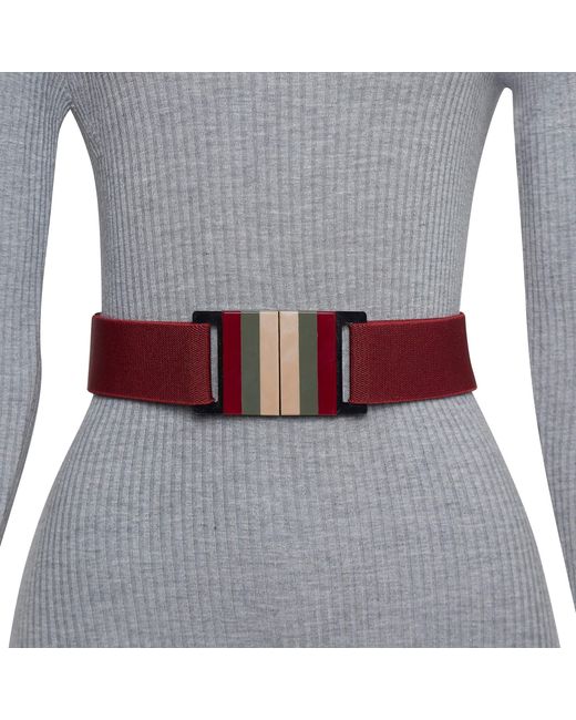 BeltBe Red Stretch Belt With Acrylic Buckle