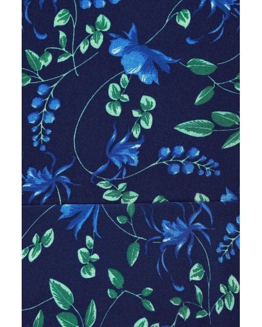 POST MERIDIEM Blue Short Sleeve Floral Midi Dress