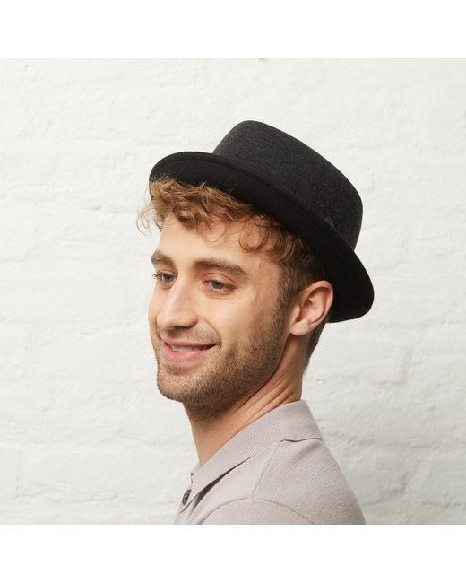 Dasmarca Hats Black Jackson Slate Wool Felt Porkpie Hat for men