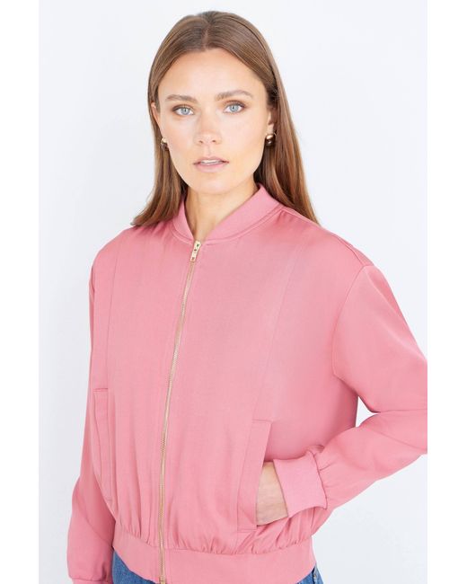 Yumi' Pink Relaxed Lightweight Bomber Jacket