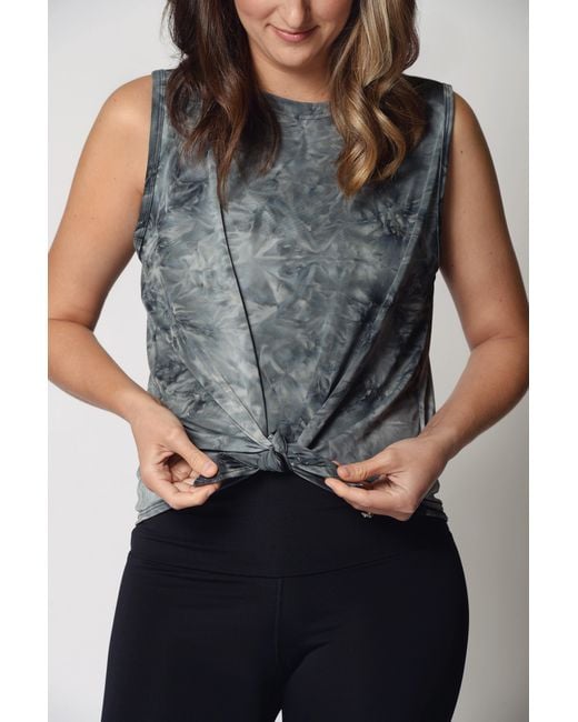 Duofit Maternity Activewear Blue Tempest Tie-Front Tank