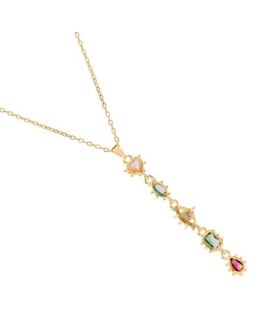 Ebru Jewelry Metallic Mystic Guardian Heart & Evil Eye Y-Drop Necklace