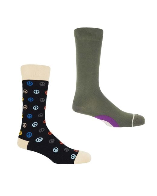 Peper Harow - Made in England Green Big Target & Peace Socks Bundle for men