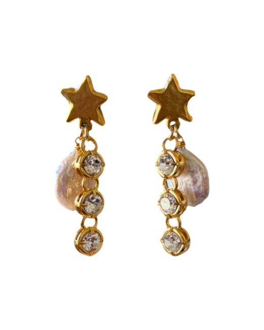 Sccollection Metallic Ziggy Star & Pearl Earrings
