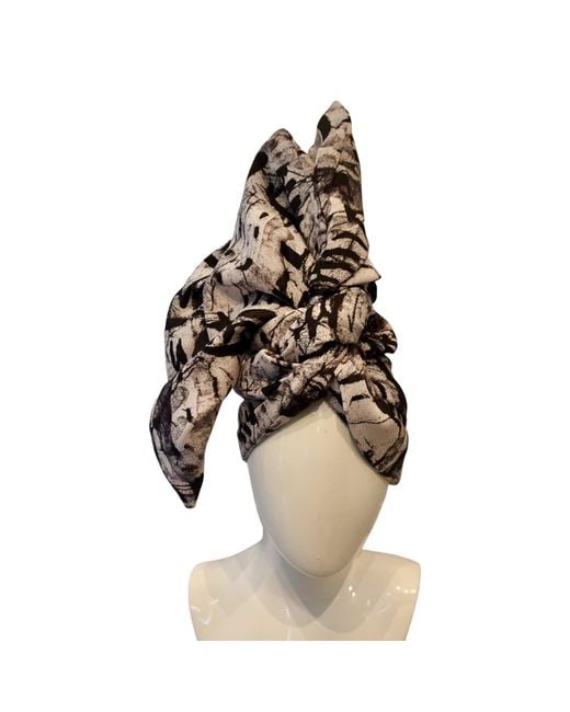 Romer Millinery Black Twisturban Turban & Abstract Print Fluted Edge