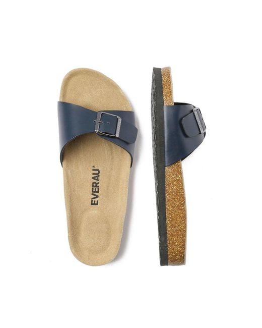 EverAu Australia Blue Swan Leather Easy Slip-On Sandals
