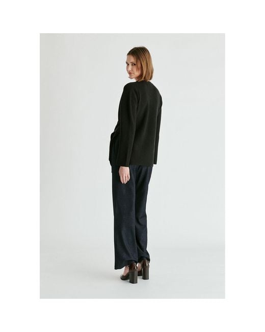 Paisie Black Wrap Side Tie Knit Jumper