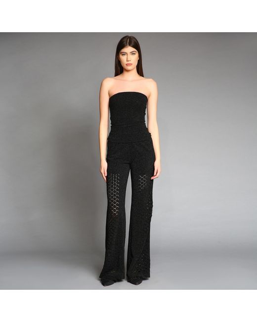 Silvia Serban Black Dragon Skin Laser Cut Glitter Pants