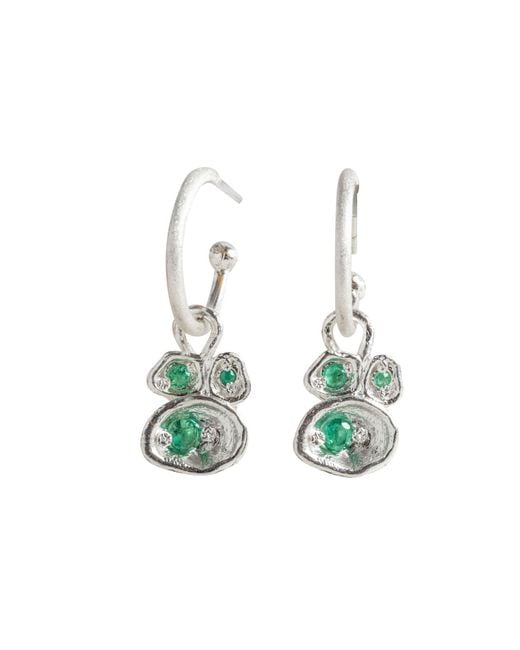 Claire Hill Designs Green Emerald Lichen Hoop Earrings