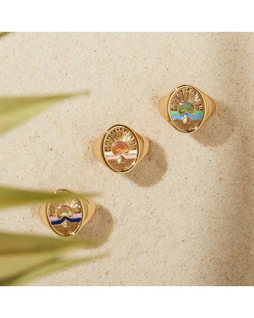 Glamrocks Jewelry Multicolor Tequila Sunrise Signet Ring- Sky