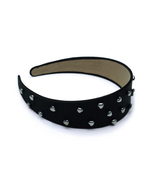 2KStyle Black Inima Metal Heart Hand-Embellished Satin Headband