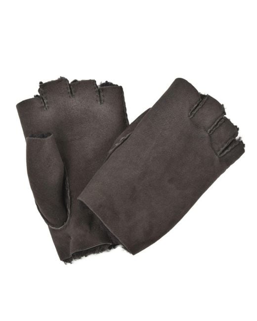 Owen Barry Brown Sheepskin Fingerless Gloves