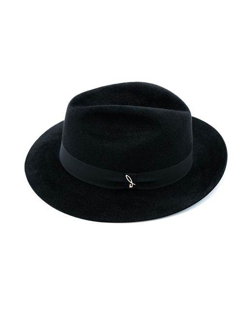 DORIA 1905 Black Smooth Lapin Felt Fedora Hat for men