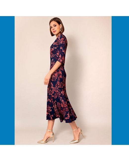 Alie Street London Purple Maxine Asymmetric Dress Bronzed Blooms
