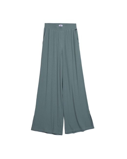 Vænn Blue Pull On Wide Leg Rib Pant Agave