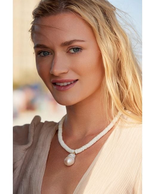 Adriana Pappas Designs Metallic Heishi Baroque Necklace