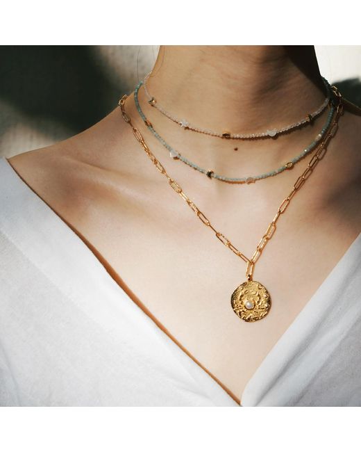 Aurozia White Evil Eye Moon & Heart Moonstone Vermeil Choker Necklace& Bracelet, Crystal Protection Jewelry