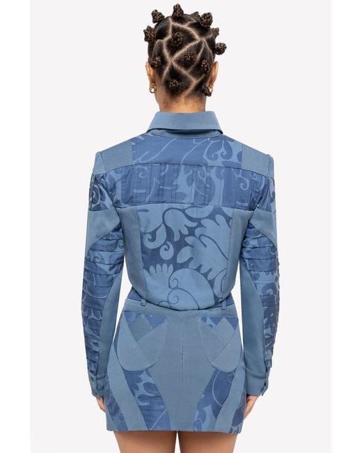 GUILLAUME ALEXANDRE Blue High Waisted Contrast Panel Skirt