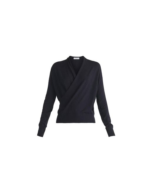 Paisie Blue Long Sleeve Knitted Wrap Top