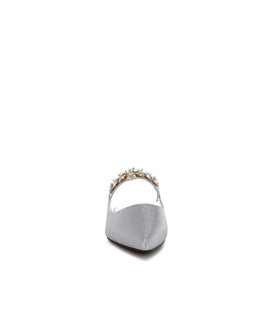 Rag & Co White Magnum Diamante Strap Glitter Mules