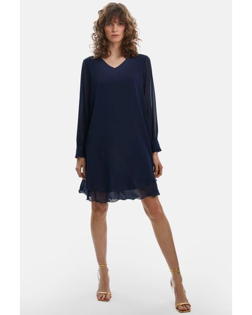 James Lakeland Blue Long Sleeve Wave Hem Dress