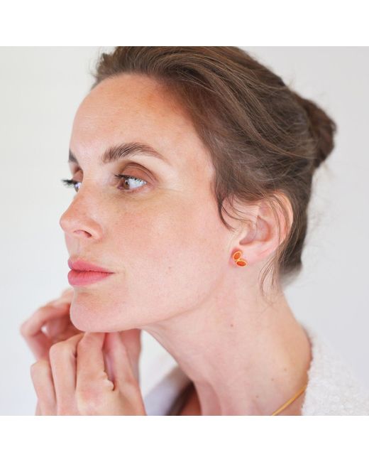 Linda Fiore Pink You & Me Baby Vermeil Earrings With Carnelian
