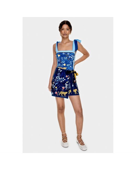 Jessie Zhao New York Blue Swim Cover Up Skirt-Amazon Rainforest
