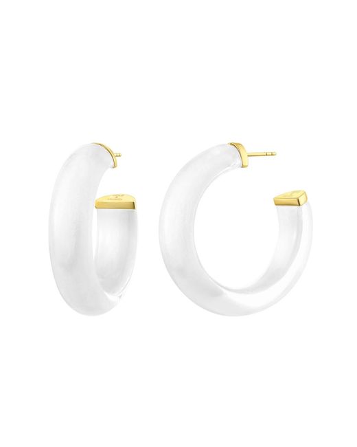 Gold & Honey White Small Dove Illusion Hoop Earrings