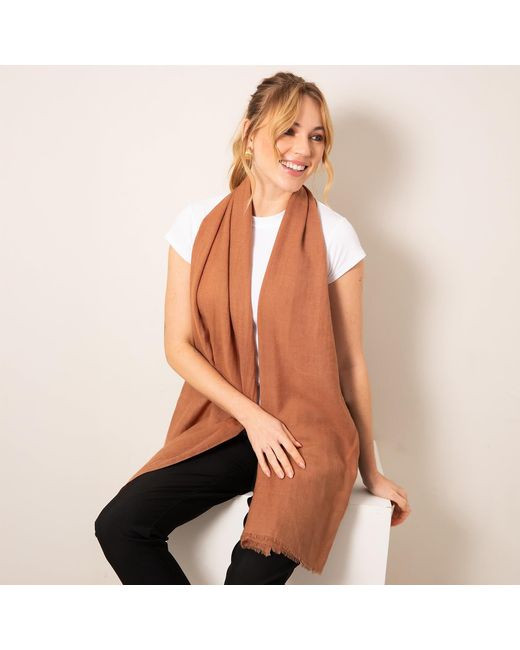 Alie Street London Brown Aurielle Silk Wool Scarf Mocha Mousse