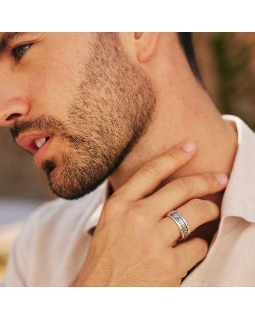 Charlotte's Web Jewellery White Mayan Warrior Silver Spinning Ring for men
