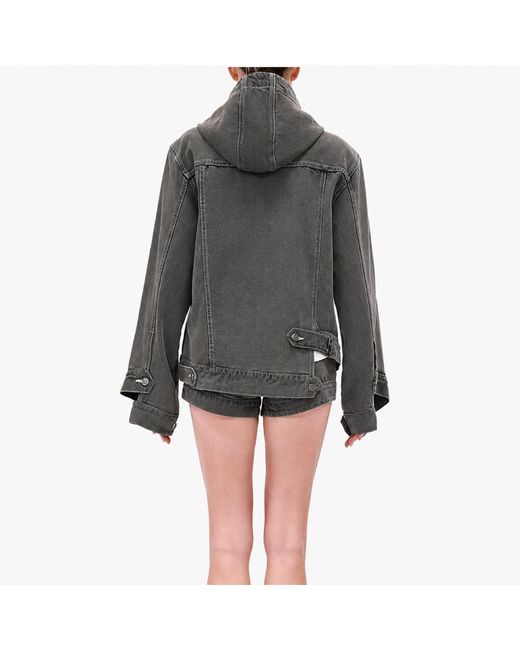 Gao Republic Gray Jacket Hooded Asymmetric Panelled Denim