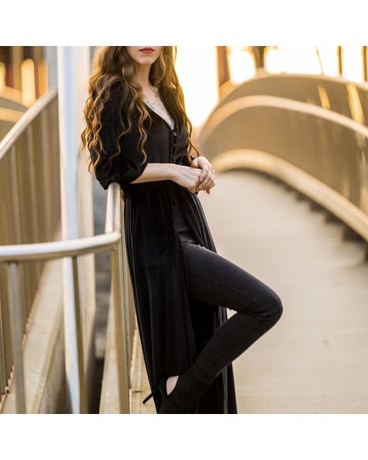 Jennafer Grace Black Velvet Dressing Gown