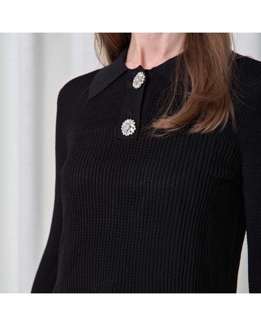 Roch Perel Black Knit Crystal Top